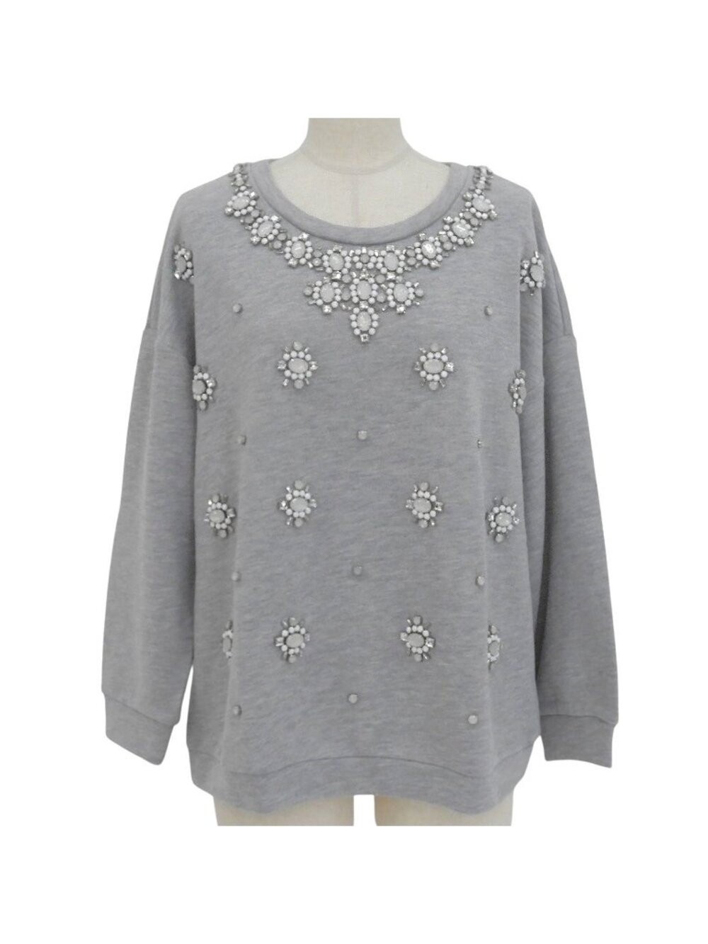 Max Mara Weekend Cotton Bijou Pullover Sweatshirt Gray